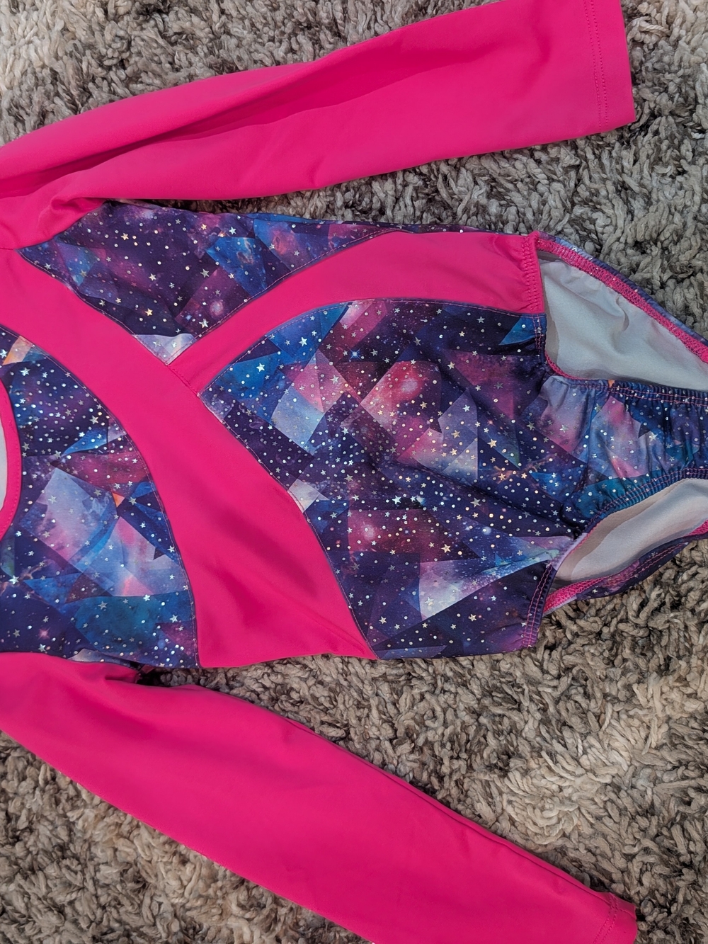 Kids Hot Pink Long Sleeve Gymnastics Leotard
